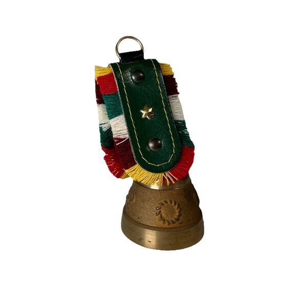Swiss Brass Small Cow Bell Authentic Switzerland 4.25" Leather Strap Souvenir - Picture 1 of 4